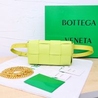 Bottega Veneta Mini Cassette Belt Bag In Intreccio Calfskin Lemon