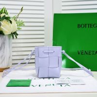 Bottega Veneta Mini Cassette Bucket Bag In Intreccio Lambskin Violet