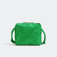 Bottega Veneta Mini Cassette Camera Bag In Intreccio Leather Green