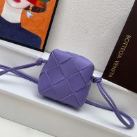 Bottega Veneta Mini Cassette Camera Bag In Intreccio Leather Purple