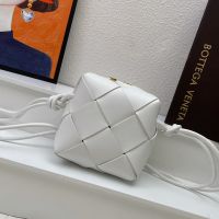 Bottega Veneta Mini Cassette Camera Bag In Intreccio Leather White