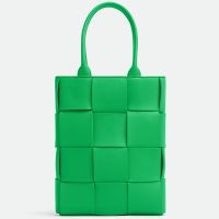Bottega Veneta Mini Cassette Tote 22 with Detachable Strap In Intreccio Leather Green
