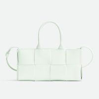 Bottega Veneta Mini Arco East-West Tote 22 with Detachable Strap In Intreccio Lambskin White