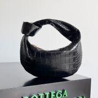 Bottega Veneta Mini Jodie Top Handle Bag In Crocodile Leather Black