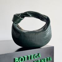 Bottega Veneta Mini Jodie Top Handle Bag In Crocodile Leather Dark Green