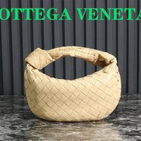 Bottega Veneta Mini Jodie Top Handle Bag In Intreccio Lambskin Apricot