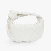 Bottega Veneta Mini Jodie Top Handle Bag In Intreccio Lambskin Beige