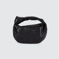 Bottega Veneta Mini Jodie Top Handle Bag In Intreccio Lambskin Black