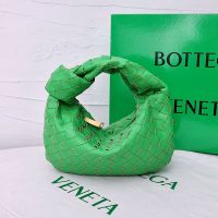 Bottega Veneta Mini Jodie Top Handle Bag In Intreccio Lambskin Green