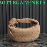 Bottega Veneta Mini Jodie Top Handle Bag In Intreccio Lambskin Light Brown