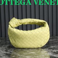 Bottega Veneta Mini Jodie Top Handle Bag In Intreccio Lambskin Light Yellow