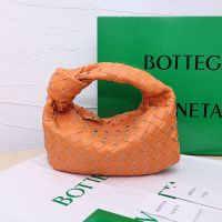 Bottega Veneta Mini Jodie Top Handle Bag In Intreccio Lambskin Orange