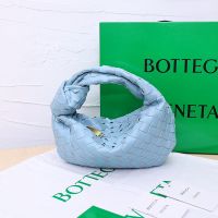 Bottega Veneta Mini Jodie Top Handle Bag In Intreccio Lambskin Sky Blue