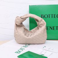 Bottega Veneta Mini Jodie Top Handle Bag In Intreccio Lambskin Taupe