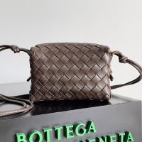 Bottega Veneta Mini Loop Camera Bag In Intreccio Lambskin Taupe