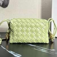 Bottega Veneta Mini Loop Camera Bag with Signature Metallic Knot In Intreccio Leather Mint Green