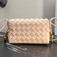 Bottega Veneta Mini Loop Camera Bag with Signature Metallic Knot In Intreccio Leather Cherry