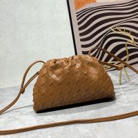 Bottega Veneta Mini Pouch with Strap In Intrecciato Leather Brown