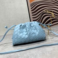 Bottega Veneta Mini Pouch with Strap In Intrecciato Leather Sky Blue