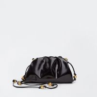 Bottega Veneta Mini Pouch with Strap In Patent Calfskin Black