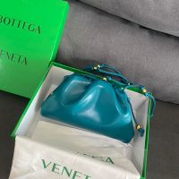 Bottega Veneta Mini Pouch with Strap In Patent Calfskin Blue