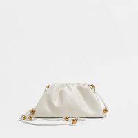 Bottega Veneta Mini Pouch with Strap In Patent Calfskin White