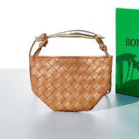 Bottega Veneta Mini Sardine Top Handle Bag In Intrecciato Lambskin Brown