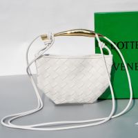 Bottega Veneta Mini Sardine Top Handle Bag In Intrecciato Lambskin White