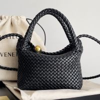 Bottega Veneta Mini Tosca Top Handle Bag In Intreccio Calfskin Black
