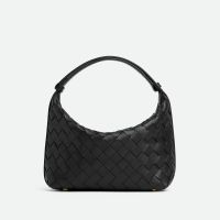 Bottega Veneta Mini Wallace Shoulder Bag In Intrecciato Leather Black