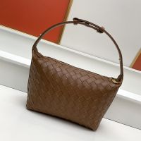 Bottega Veneta Mini Wallace Shoulder Bag In Intrecciato Leather Brown