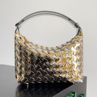 Bottega Veneta Mini Wallace Shoulder Bag In Mirror Laminated Lambskin Gold/Silver
