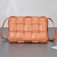 Bottega Veneta Large Cassette Crossbody Bag In Intreccio Padded Lambskin Cherry