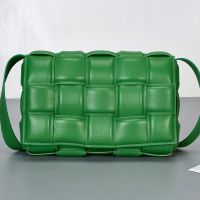 Bottega Veneta Large Cassette Crossbody Bag In Intreccio Padded Lambskin Green