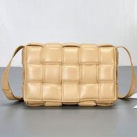 Bottega Veneta Large Cassette Crossbody Bag In Intreccio Padded Lambskin Light Apricot