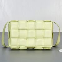 Bottega Veneta Large Cassette Crossbody Bag In Intreccio Padded Lambskin Light Yellow