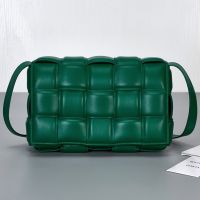 Bottega Veneta Large Cassette Crossbody Bag In Intreccio Padded Lambskin Military Green