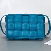 Bottega Veneta Large Cassette Crossbody Bag In Intreccio Padded Lambskin Teal