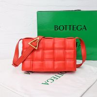 Bottega Veneta Large Cassette Crossbody Bag with Triangle Buckle In Intreccio Padded Lambskin Red