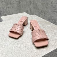 Bottega Veneta Parco 45 Slides Women Intrecciato Lambskin Pink
