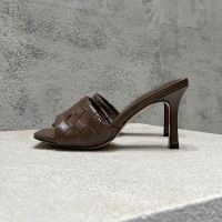 Bottega Veneta Parco 90 Slides Women Intrecciato Lambskin Coffee