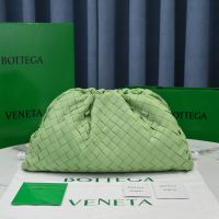 Bottega Veneta Pouch with Detachable Card Case In Intrecciato Lambskin Mint Green