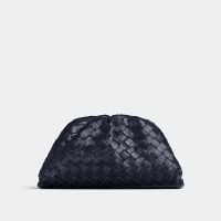 Bottega Veneta Pouch with Detachable Card Case In Intrecciato Lambskin Navy Blue