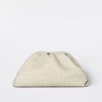 Bottega Veneta Pouch with Detachable Card Case In Intrecciato Lambskin White