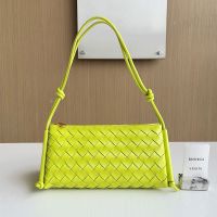 Bottega Veneta Pouch On Strap In Intrecciato Lambskin Lemon