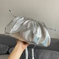 Bottega Veneta Pouch with Strap In Calfskin Silver