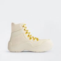 Bottega Veneta Puddle Bomber Boots Unisex Nylon and Rubber White/Lemon