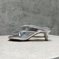 Bottega Veneta Riva 50 Slides Women Shiny Calfskin Silver