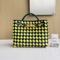 Bottega Veneta Small Andiamo Top Handle Bag In Intrecciato Leather Green/Yellow