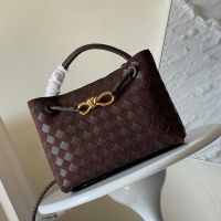 Bottega Veneta Small Andiamo Top Handle Bag In Intrecciato Suede and Lambskin Burgundy